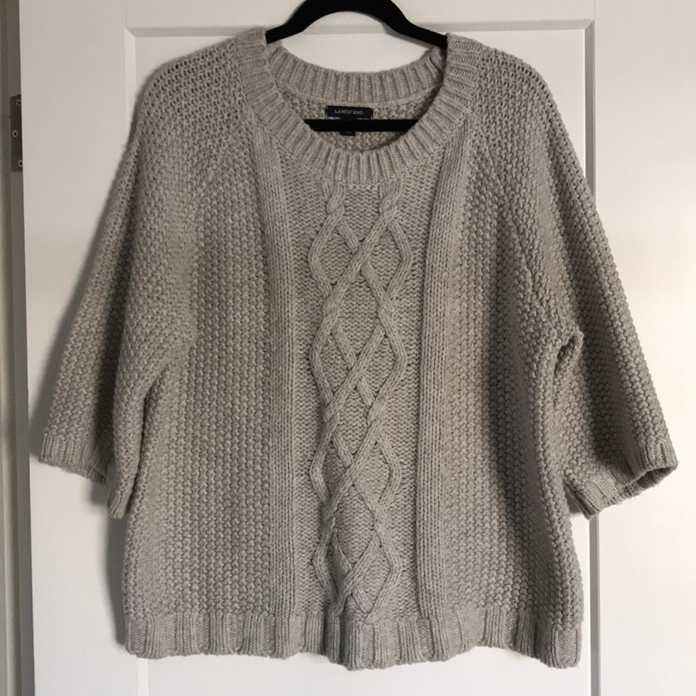 Light heather grey Lands End sweater
